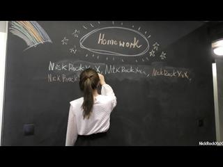 Shy classmate sucks teacher's big cock after class ! 18 y.o.