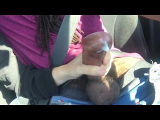 lesbian gives friend handjob in car