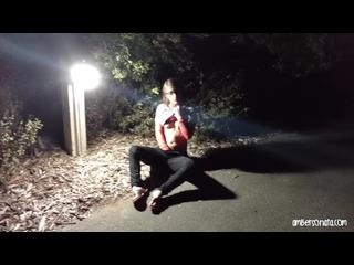 Nightime Fingering On Public Park Pathway