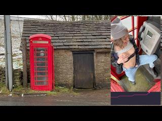 Cumming hard in public red telephone box with Lush remote controlled vibrator in English countryside