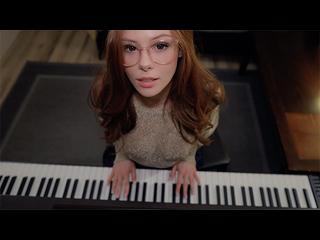 Music is fun when a student has no panties | piano lessons | SEX with Teacher | cum on face