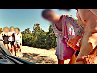 BEACH ADVENTURE: cock exposed to people and a nasty woman makes me cum
