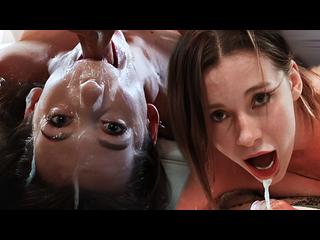 EXTREME SLOPPY DEEPTHROAT Julia Rain eats all the cum
